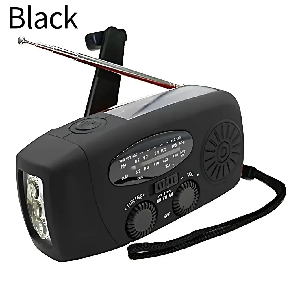 Disaster Prevention Emergency Radio with Solar Hand Crank, Rechargeable LED Flashlight and Reading Light