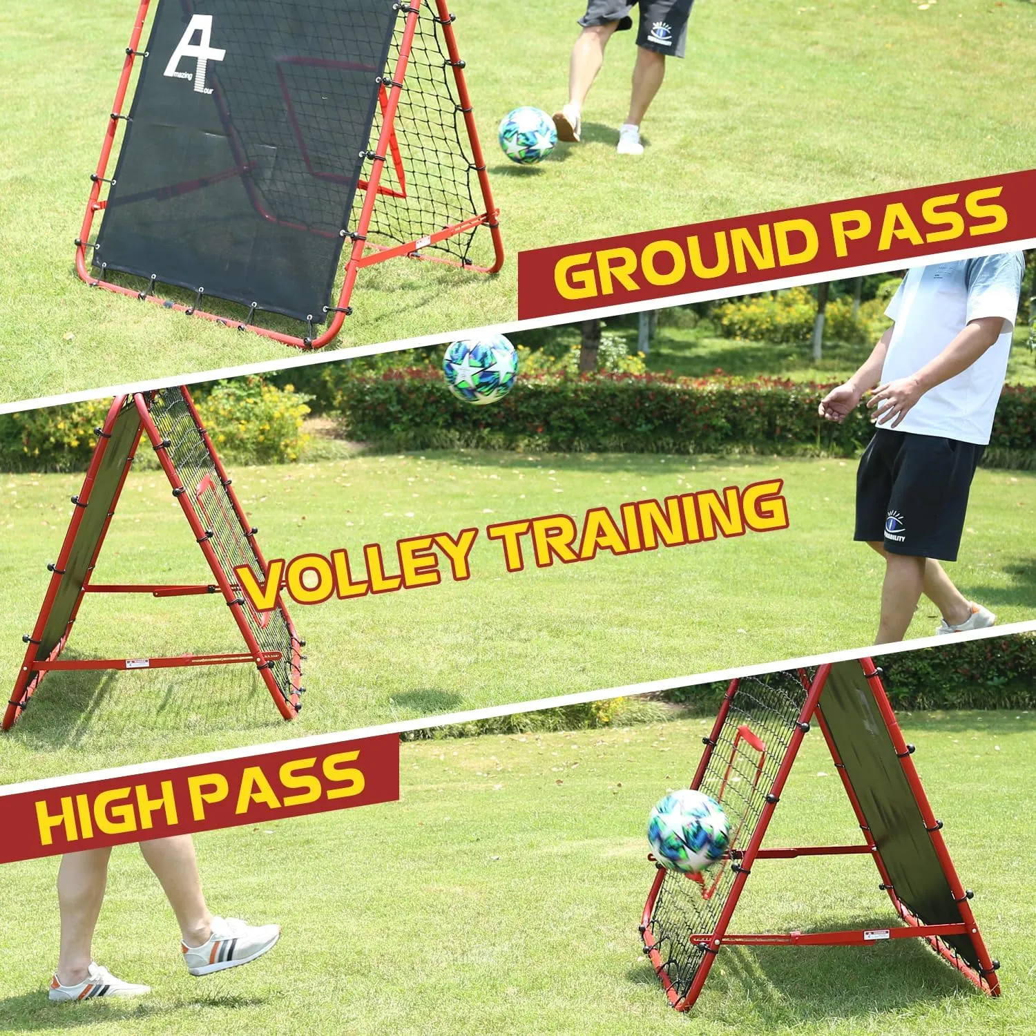 Double Sided Rebounder Net Soccer Training Equipment,Soccer Goal Kickback Target Adjustable for Kids Play Teaching Practise Equipment,Adjustable Portable Soccer Nets for Garden