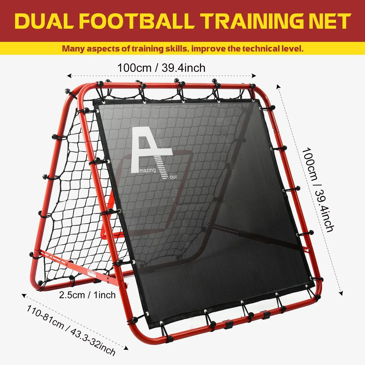 Double Sided Rebounder Net Soccer Training Equipment,Soccer Goal Kickback Target Adjustable for Kids Play Teaching Practise Equipment,Adjustable Portable Soccer Nets for Garden