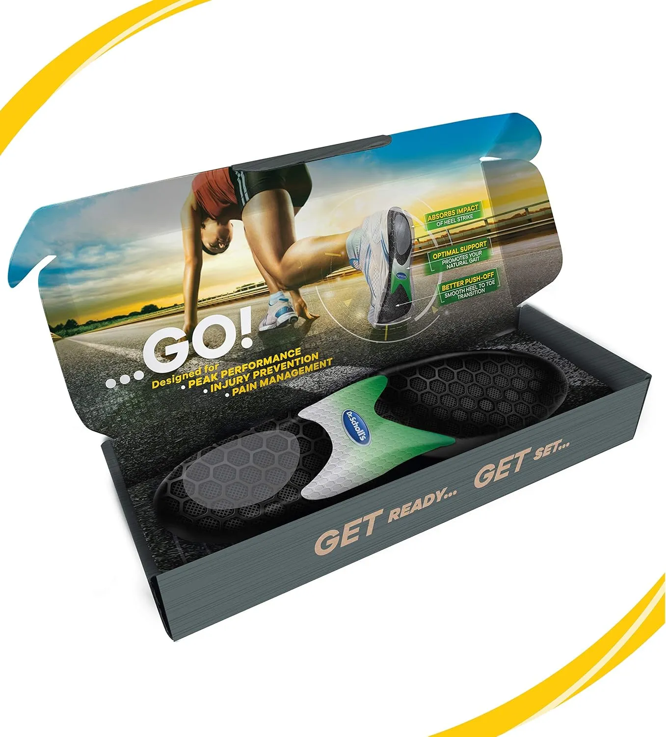 Dr. Scholl's Performance Sized to Fit Running Insoles for Men & Women // Help Prevent Plantar Fasciitis, Shin Splints and Runner’s Knee Black and Green Men's 10.5-11 Sized to Fit Insole