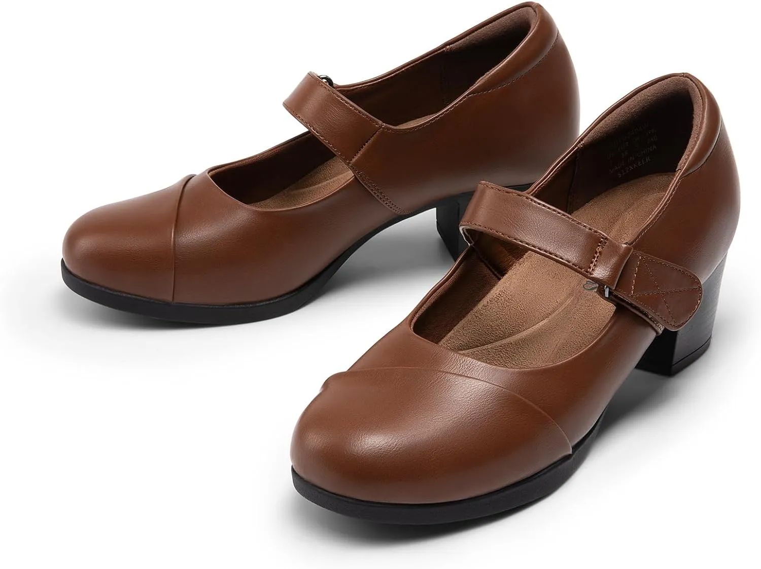 DREAM PAIRS Women's Chunky Low Block Closed Toe Heels Mary Janes Pumps Comfortable Round Toe Dress Work Wedding Shoes