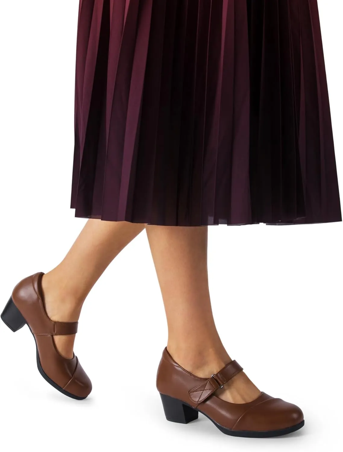 DREAM PAIRS Women's Chunky Low Block Closed Toe Heels Mary Janes Pumps Comfortable Round Toe Dress Work Wedding Shoes