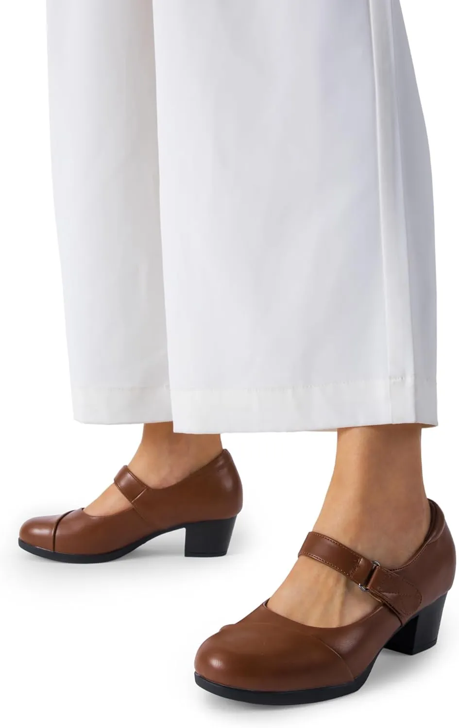 DREAM PAIRS Women's Chunky Low Block Closed Toe Heels Mary Janes Pumps Comfortable Round Toe Dress Work Wedding Shoes