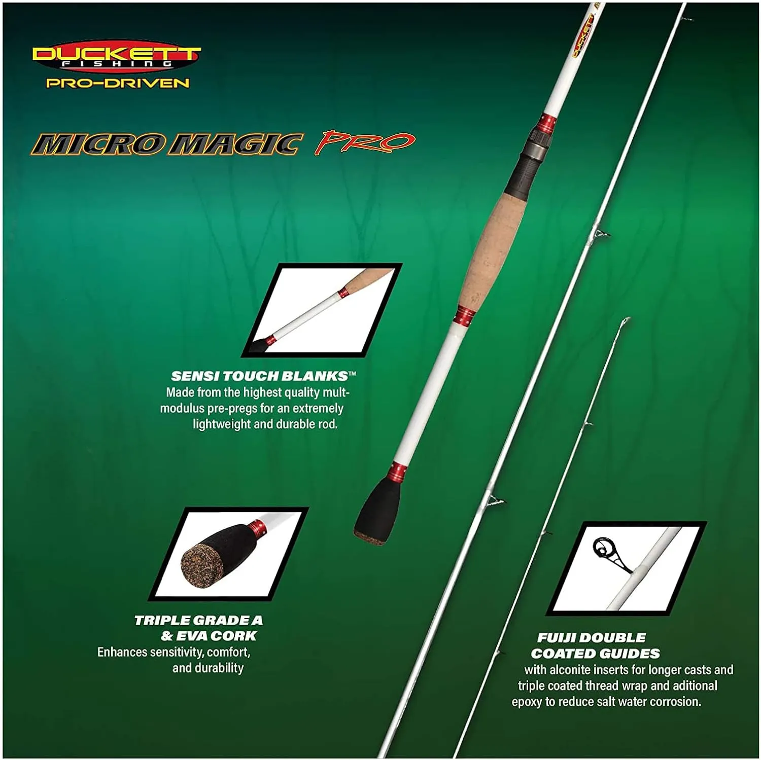 DUCKETT FISHING Micro Magic Pro Angling Fishing Rods | Micro-Guides, Sensi-Touch Blanks, Carbon Fiber Scrim - Available in Spinning, Casting & Crankin' Options