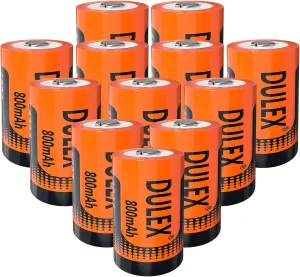 DULEX 12-Pack 3.7V 800mAH 123A Rechargeable Batteries Replacement CR123A Lithium Batteries Compatible with Arlo VMS3130 VMC3030 3200 3330 3430 3530 Security Cameras, Alarm System, Flashlight