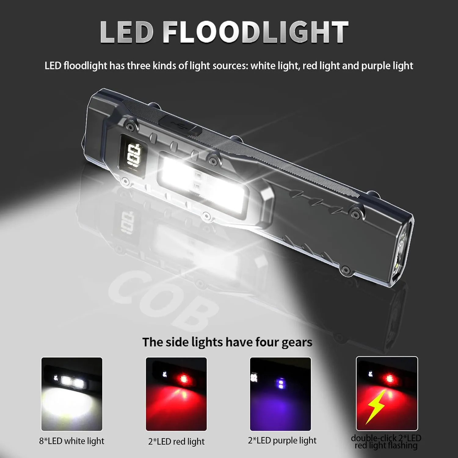 EDC Tactical Flashlight DT007, Compact 7 Mode Pocket LED Flashlight - 1500LM, USB-C Rechargeable Digital Display, IPX5 with Side Light and Clip for Everyday Carry Travel (1, Black)