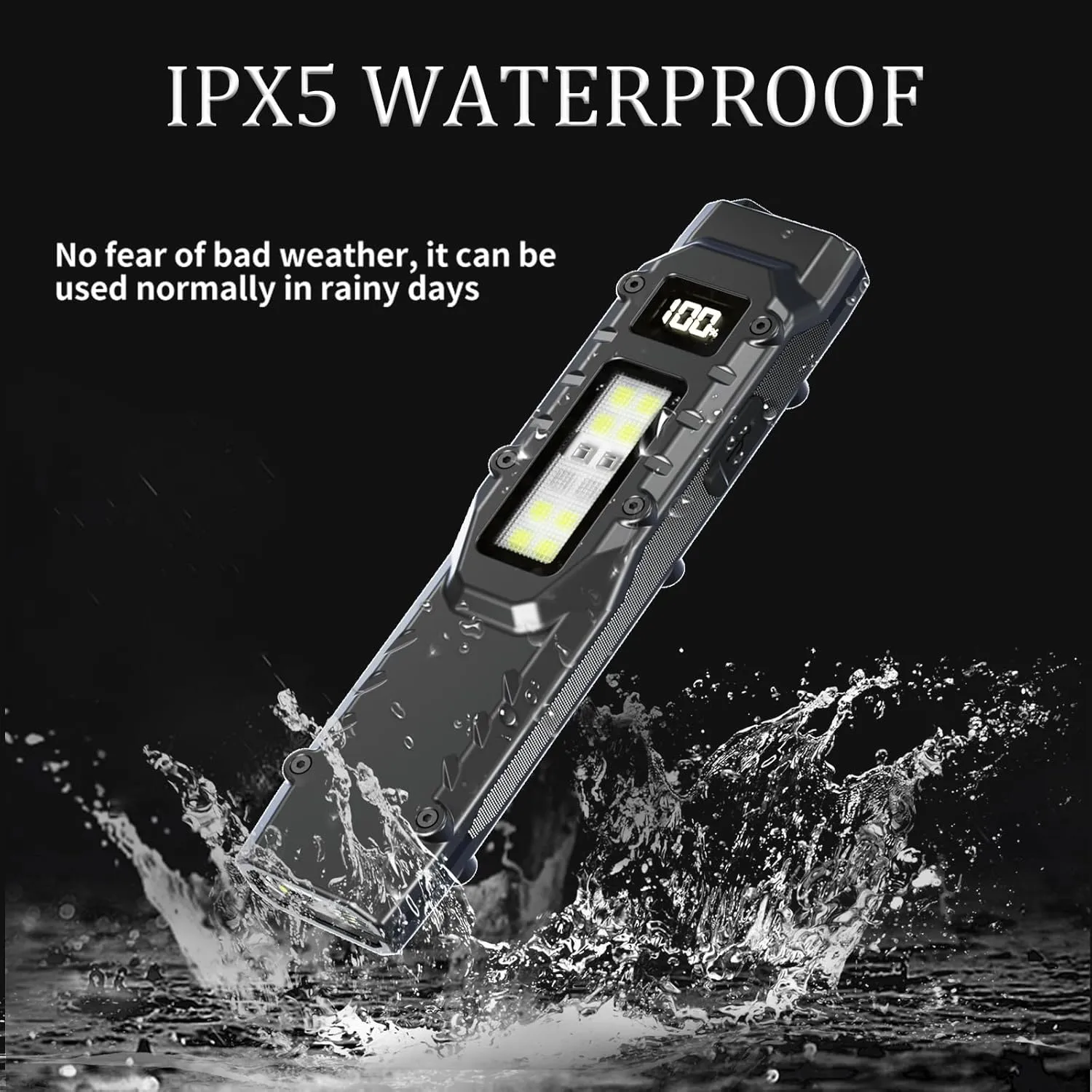 EDC Tactical Flashlight DT007, Compact 7 Mode Pocket LED Flashlight - 1500LM, USB-C Rechargeable Digital Display, IPX5 with Side Light and Clip for Everyday Carry Travel (1, Black)