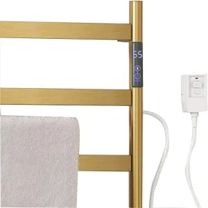 Electric Towel Warmer Towel Warmer Heating Drying Rack 6 Rod Freestanding Heated Towel Rack Stainless Steel Towel Heater Quick Towel Dryer Energy Efficient (Color Gray) (Color Gold) (Gold)