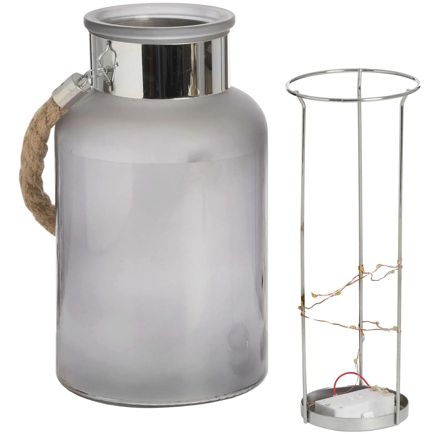 Elegant Frosted Glass Lantern with Rope and LED