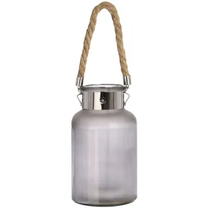 Elegant Frosted Glass Lantern with Rope and LED
