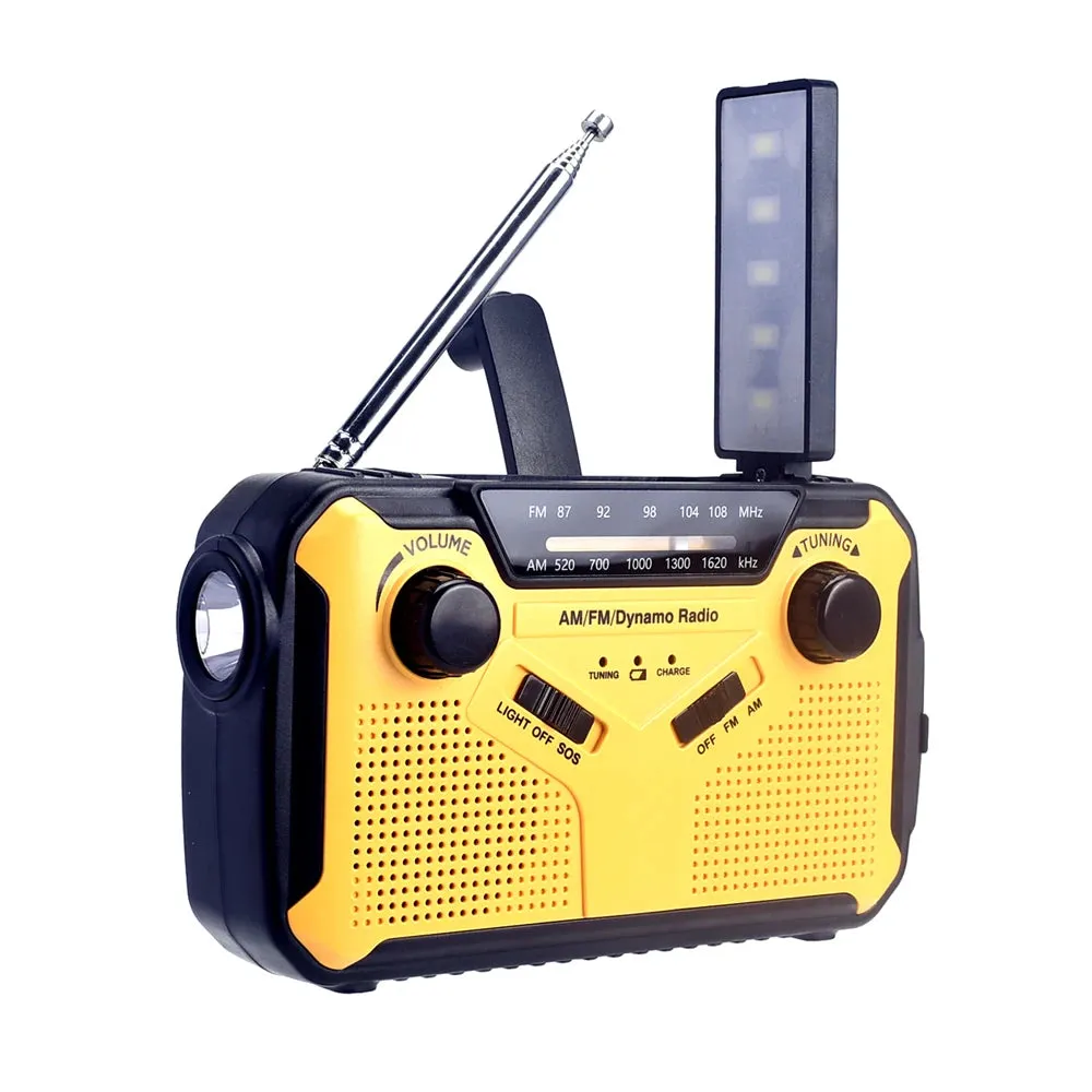 Emergency Radio: Solar Hand Crank, USB Rechargeable Torch, AM/FM, SOS Alarm and Power Bank