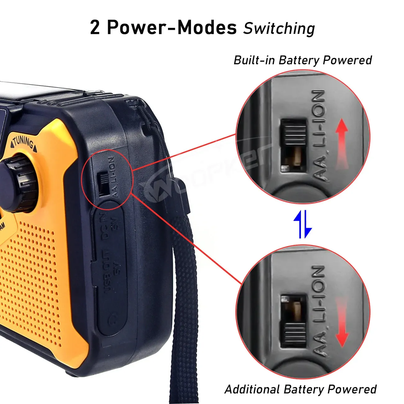 Emergency Radio: Solar Hand Crank, USB Rechargeable Torch, AM/FM, SOS Alarm and Power Bank