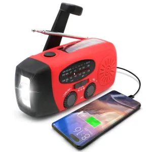 Emergency Solar Dynamo FM Radio Flashlight Power Bank