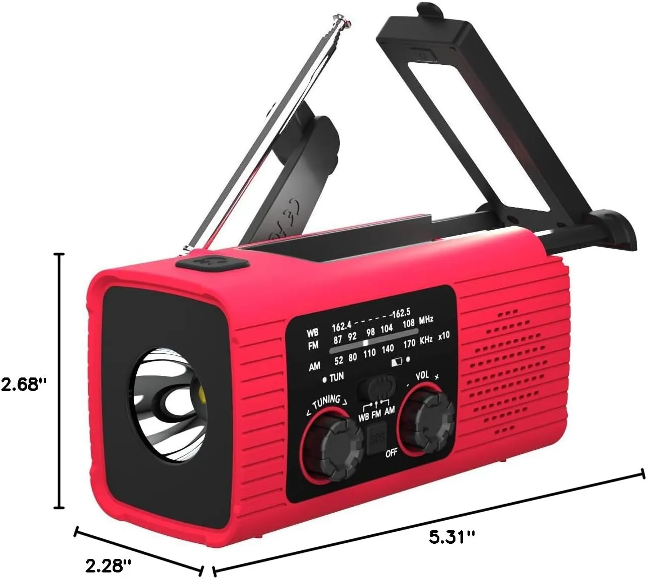 Emergency Weather Radio, 4000mAh NOAA Weather Alert Radio Solar Charging, Hand Crank & USB Charged, AM/FM with LED Flashlight, Reading Lamp, SOS Alarm, Headphone Jack for Outdoor Indoor