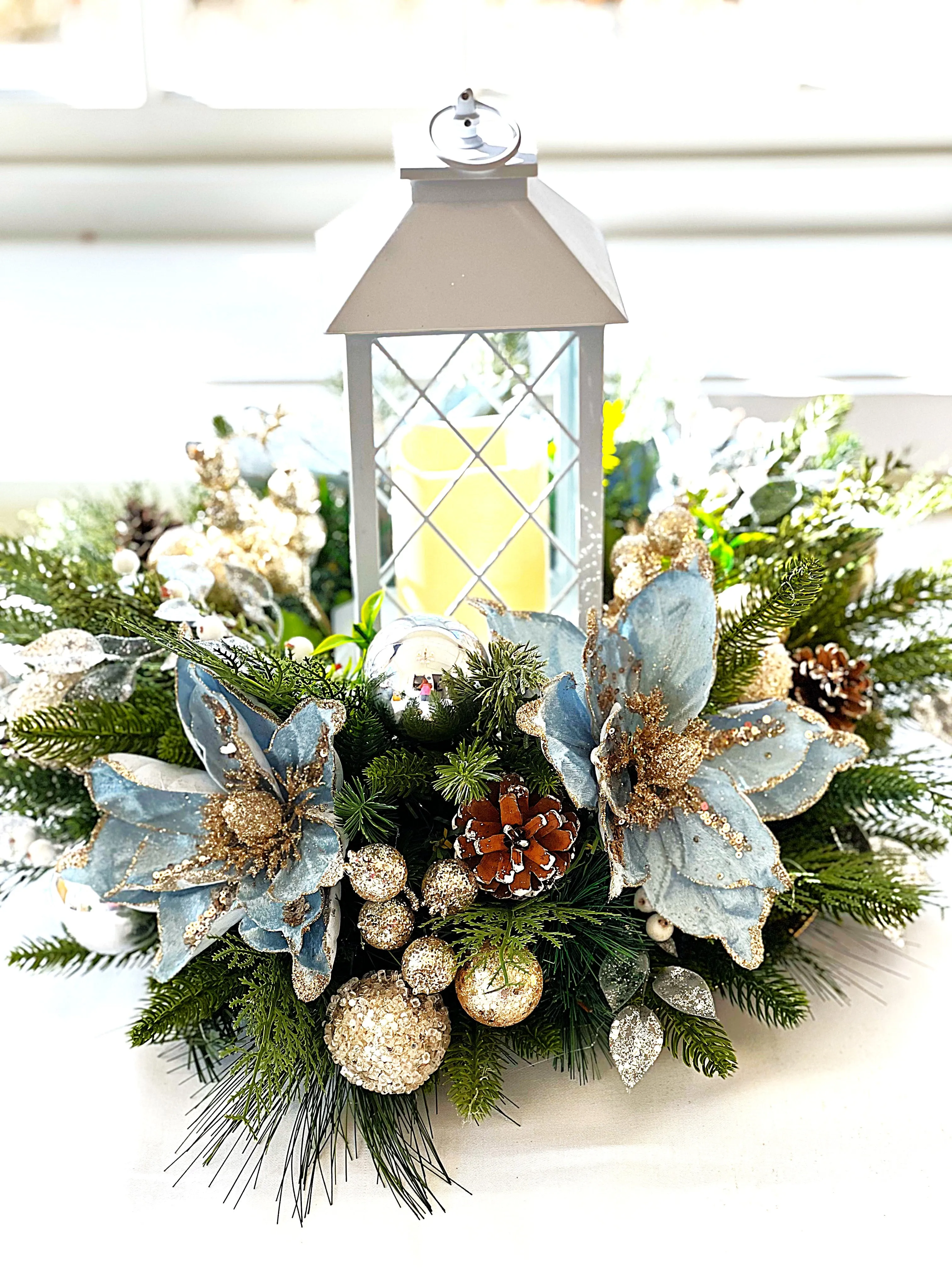 Enchanting LED Candle Lantern Centerpiece 22" X 16" H   With 12" Lantern