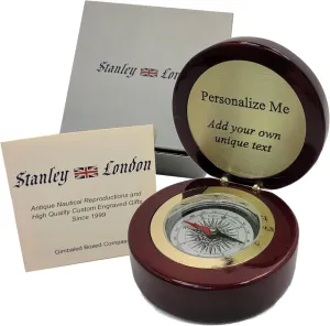 Engravable Executive Navigator Desk Compass in Luxurious Lacquered Piano Finish Case | Personalized Compass Gift Engraved with a Custom Message or Select from Pre-Engraved Plaques