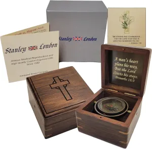 Engraved Compass Personalized in Wood Box | Antique Brass Desk Compass Gifts for Men, Him, Son, Grandson, Teen Boys for Graduation, Baptism, Confirmation, Leadership