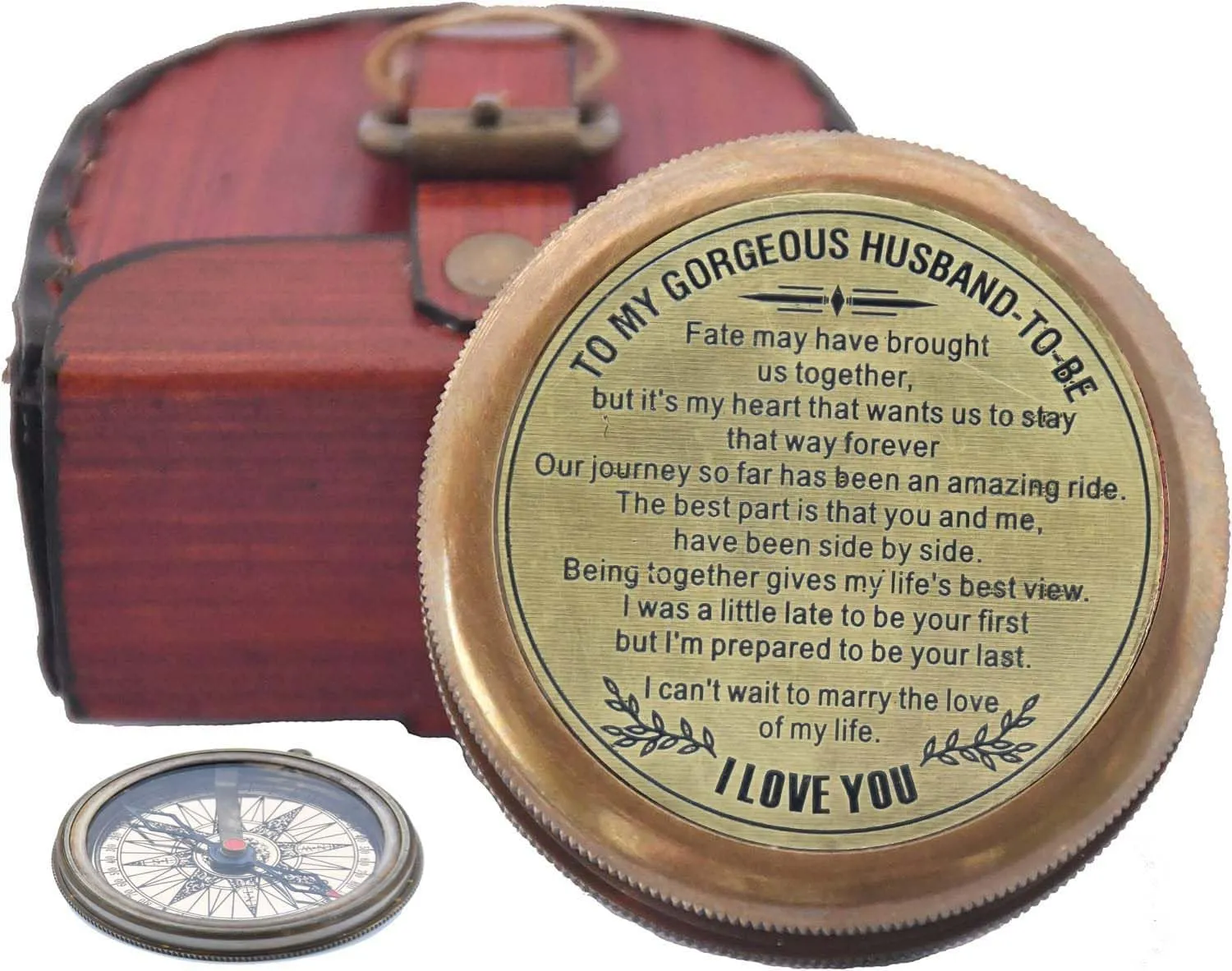 Engraved Compass, to My Husband I Love You, Brass Compass Engraved Gifts for Men, Bronze for Men, Romantic Gifts for Him/Her, Keepsake Gifts for Husband
