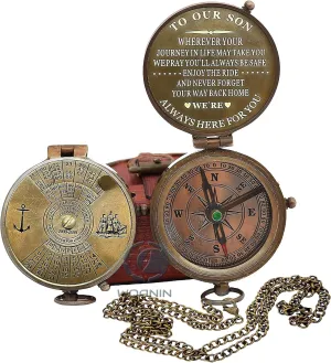 Engraved to My Son Calendar Compass, Personalized Compass Gift for Son/to Our Son Gifts/Son Gift