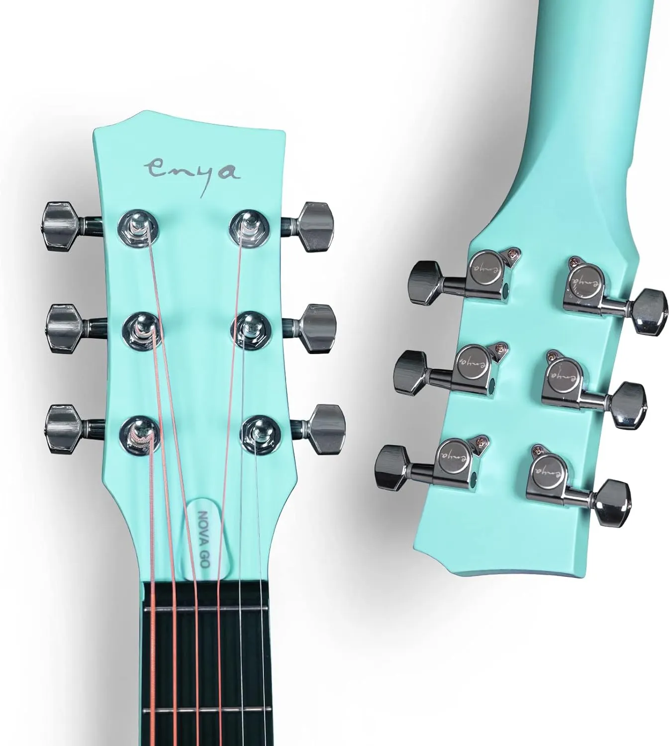 Enya NOVA Go SP1 Carbon Fiber Acoustic Electric Guitar with Smart AcousticPlus 35 Inch Travel Acustica Guitarra Starter Bundle Kit of Gig Bag, Strap, Strings, Charging Cable, Instrument Cable(Blue)