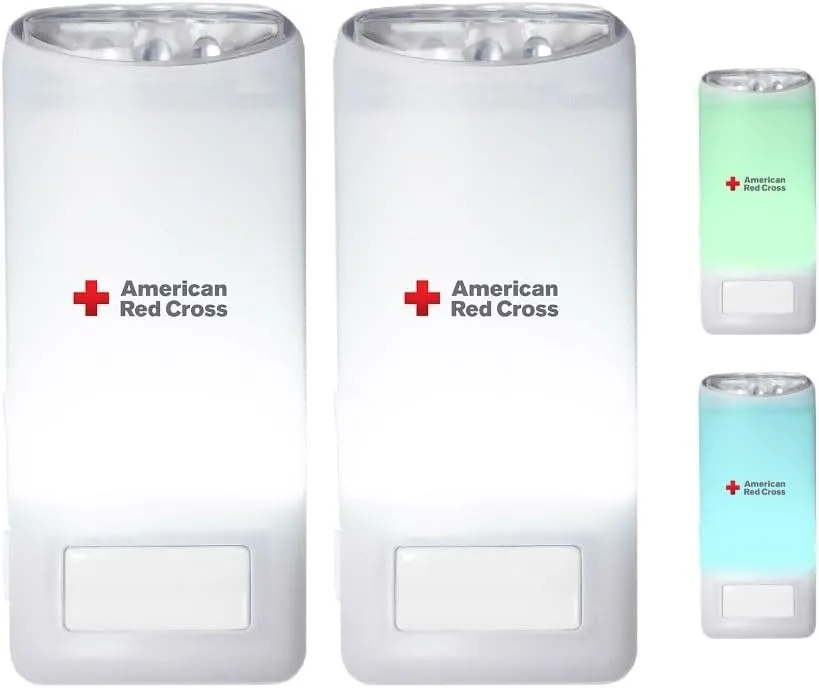 Eton - American Red Cross Blackout Buddy Color Motion Activated Emergency LED Flashlight, 3 Colors, Multipurpose, Blackout Alert & Nightlight, Commitment to Preparedness (Pack of 2)
