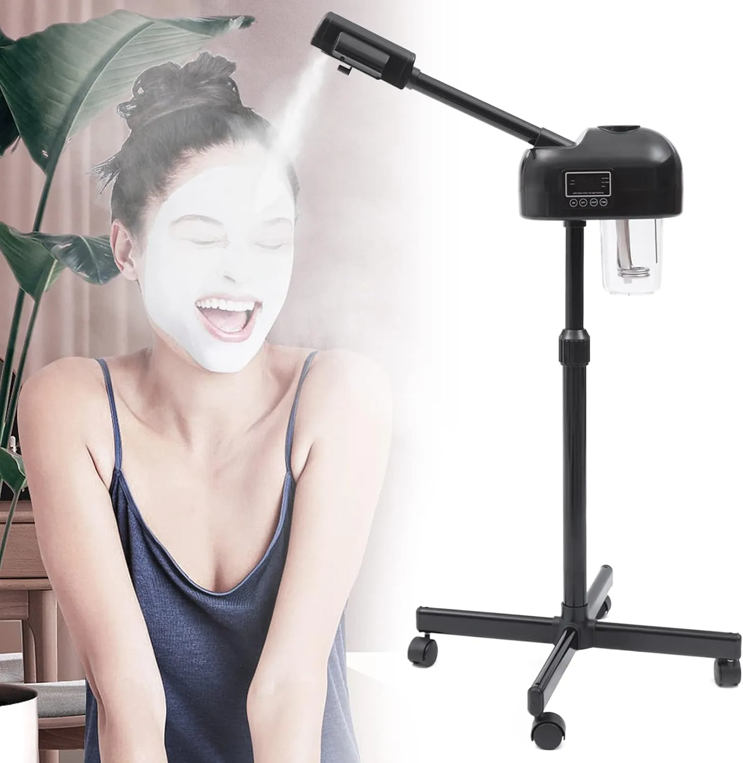 Facial Steamer with Hot Mist Function, Can Use at Home and Beauty Salon, Extract Blackheads, Rejuvenate and Humidifier Hydrate Your Face Skin for Youthful Complexion. (Black)