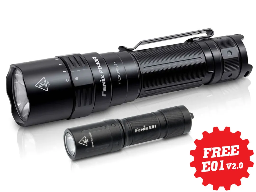 Fenix PD40R V2.0 LED Flashlight   FREE E01 V2.0 Flashlight