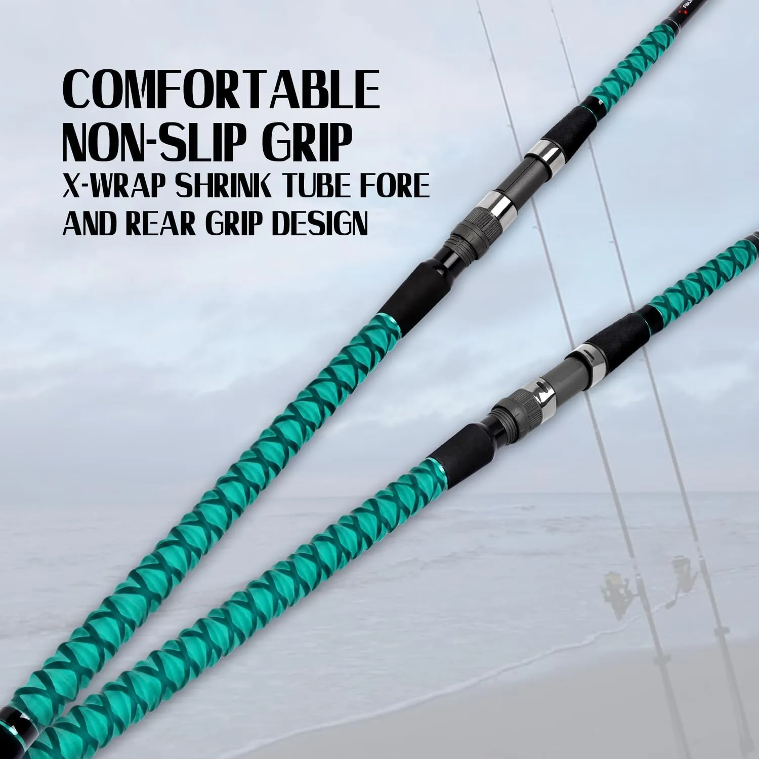 Fiblink Surf Fishing Rod Portable Travel Surf Spinning Rod 2 Piece/3 Piece/4 Piece Carbon Fiber Saltwater Fishing Rod 9'/10'/12'/13'/15'