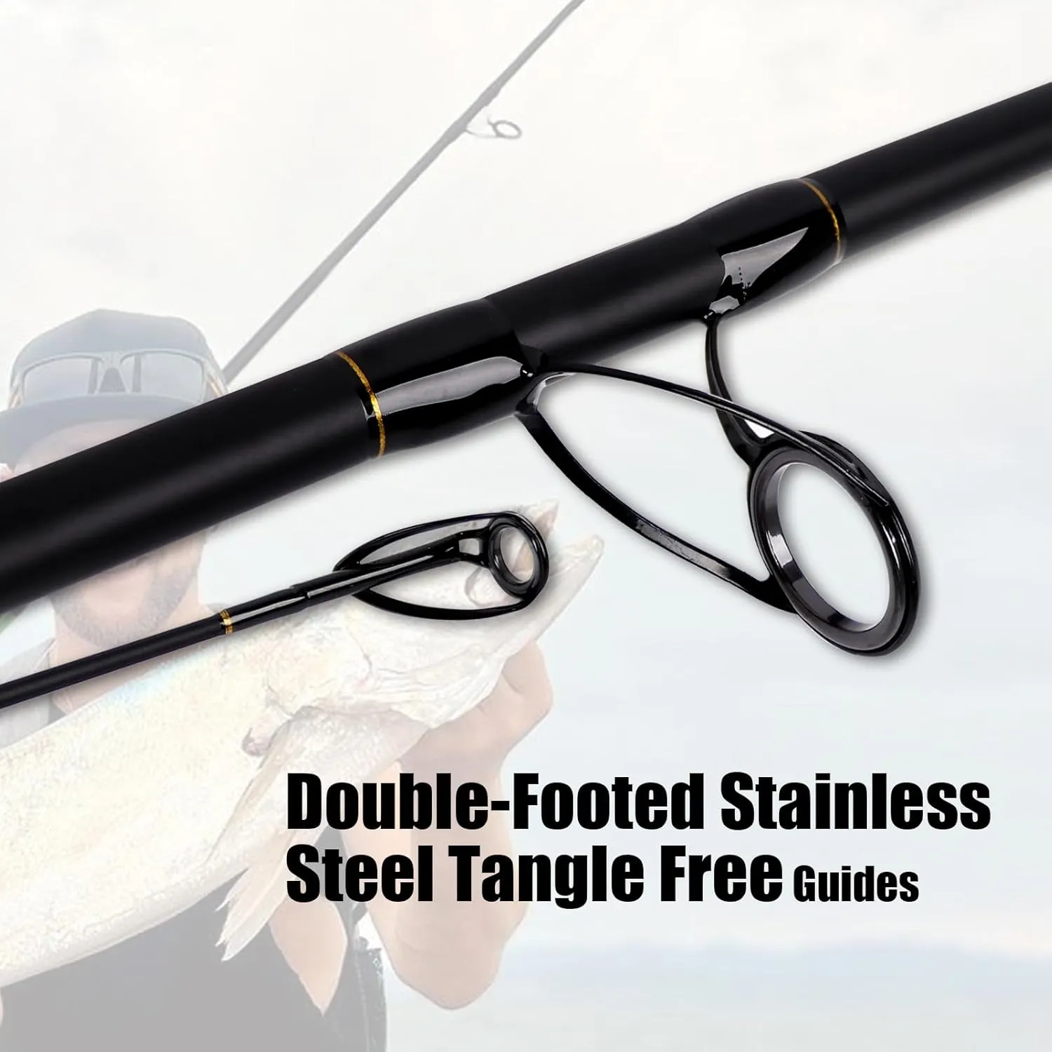 Fiblink Surf Spinning Fishing Rod 2-Piece/3-Piece/4-Piece Carbon Fiber Travel Fishing Rod with Cork Handles (10-Feet & 12-Feet & 15-Feet)