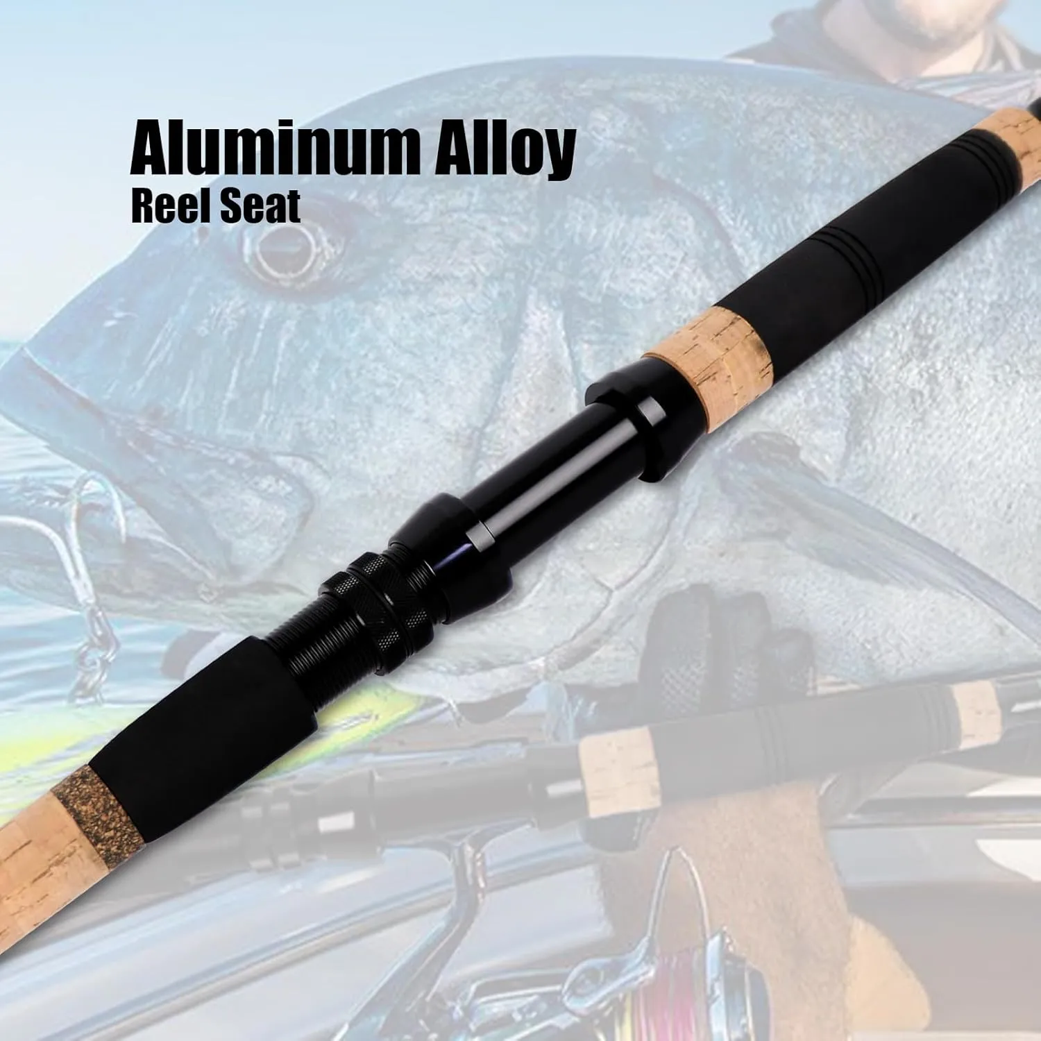 Fiblink Surf Spinning Fishing Rod 2-Piece/3-Piece/4-Piece Carbon Fiber Travel Fishing Rod with Cork Handles (10-Feet & 12-Feet & 15-Feet)