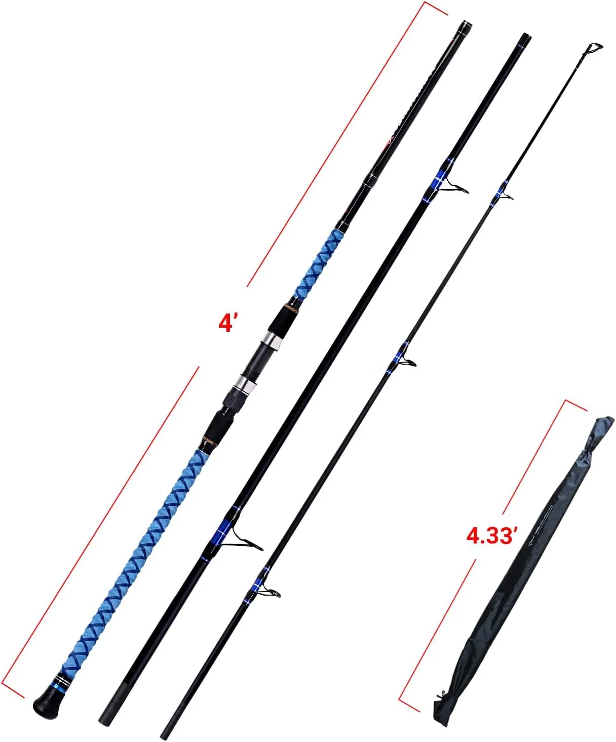 Fiblink Surf Spinning Fishing Rod Carbon Travel Surf Rod 2 Piece/3 Piece/4 Piece Spinning Fishing Rod 9'/10'/11'/12'/15'