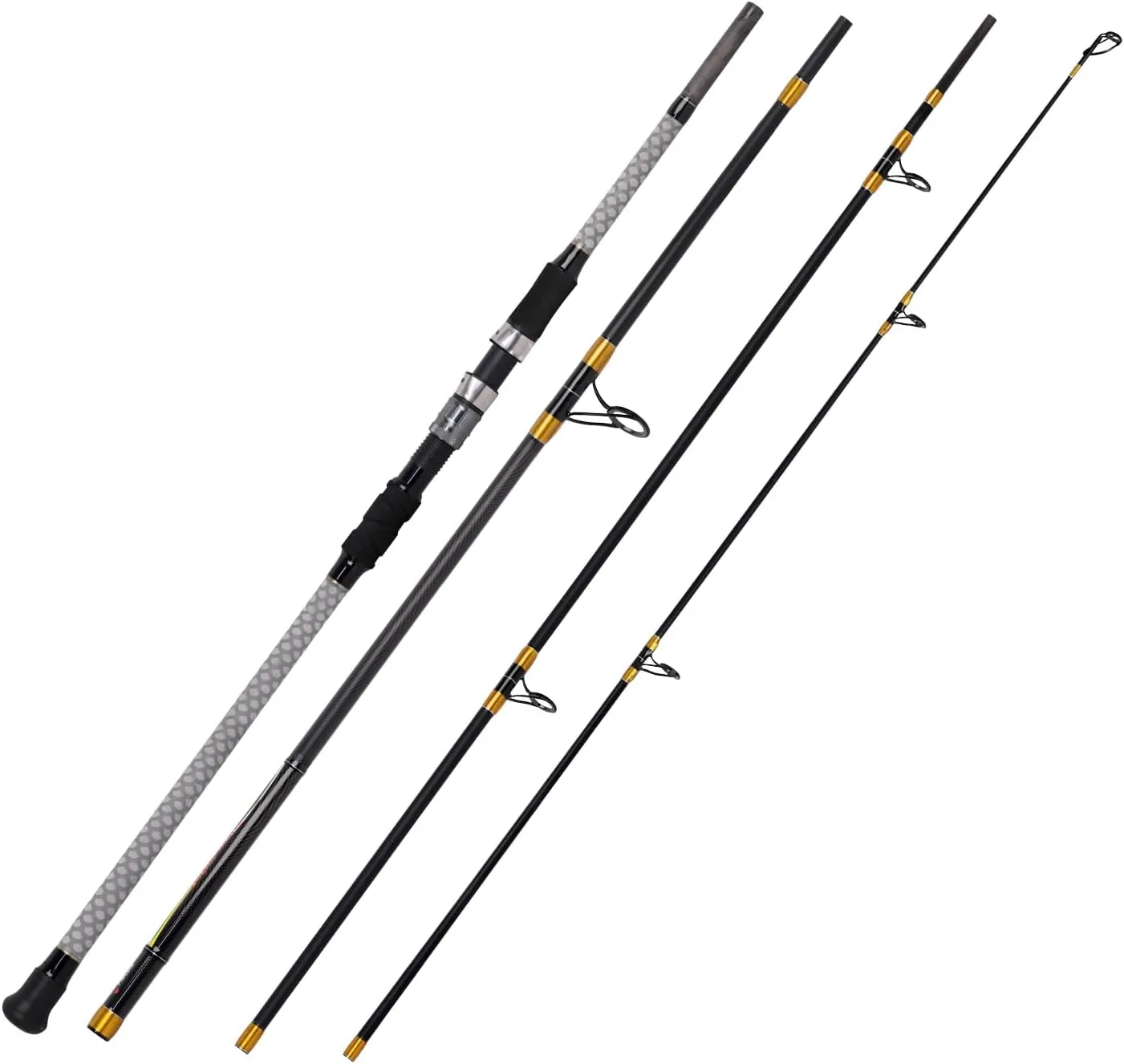 Fiblink Surf Spinning Rod Portable Travel Surf Fishing Rod Carbon Saltwater Beach Fishing Rod with Gray Fish Scale Heat Shrink Grips 9ft/10ft/12ft/13ft