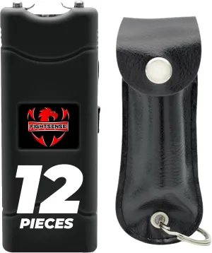 FIGHTSENSE (12Pc) Mini Stun Gun Flashlight Combo Pack Stun Gun Wholesale, Pepper Spray Wholesale, Rechargeable Battery Stun Gun Bulk for Women Self Defense…