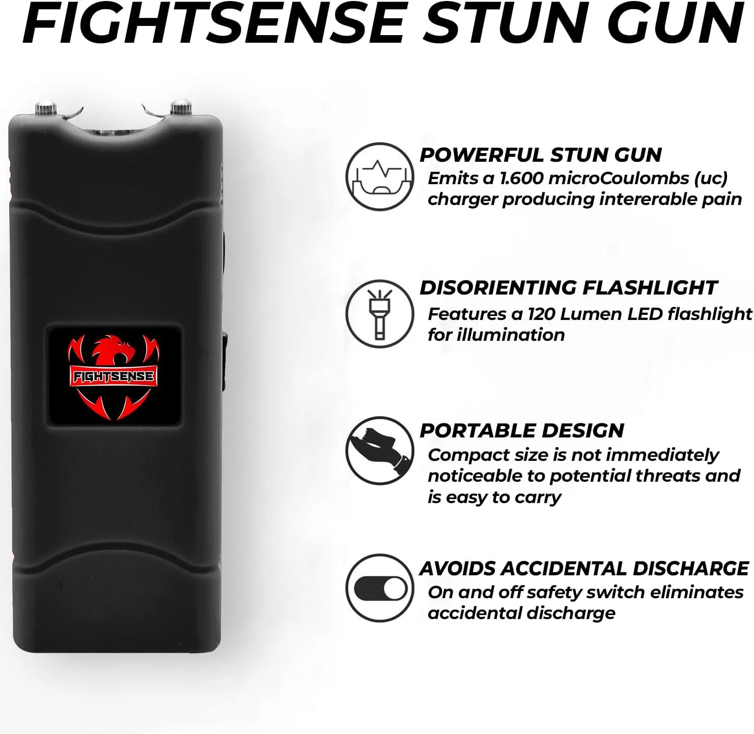 FIGHTSENSE (12Pc) Mini Stun Gun Flashlight Combo Pack Stun Gun Wholesale, Pepper Spray Wholesale, Rechargeable Battery Stun Gun Bulk for Women Self Defense…