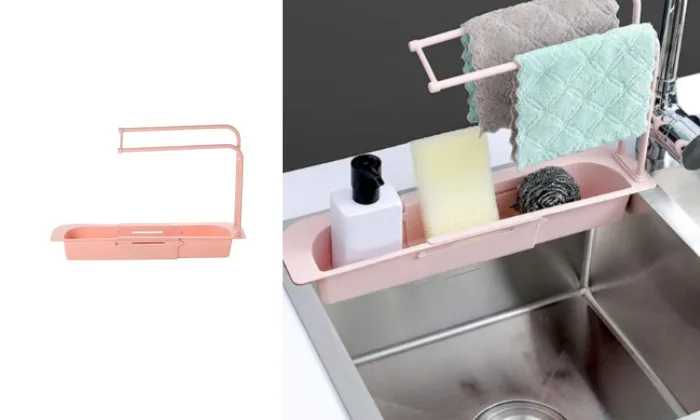 Fine Living Telescopic Storage Drainage Basket Pink