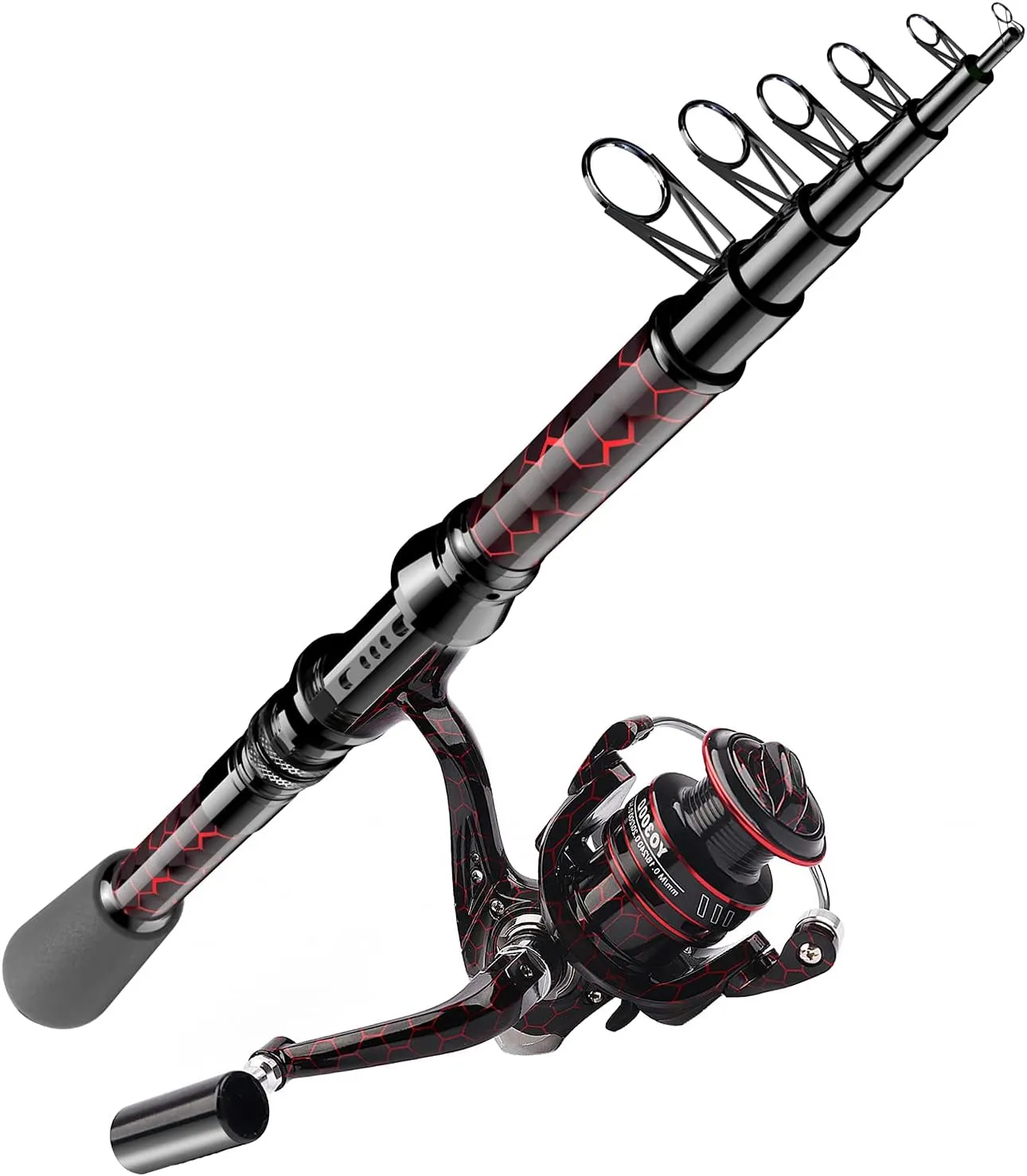 Fishing Rod and Reel Combos, Unique Design with X-Warping Painting, Carbon Fiber Telescopic Fishing Rod with Reel Combo Kit with Tackle Box, Best Gift for Fishing Beginner and Angler