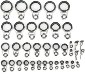 Fishing Rod Guides Ring, 37Pcs Fishing Rod Guides Top Tip Ring Telescopic Casting Fishing Rod Repair Kit Fishing Rod Parts for Replacement