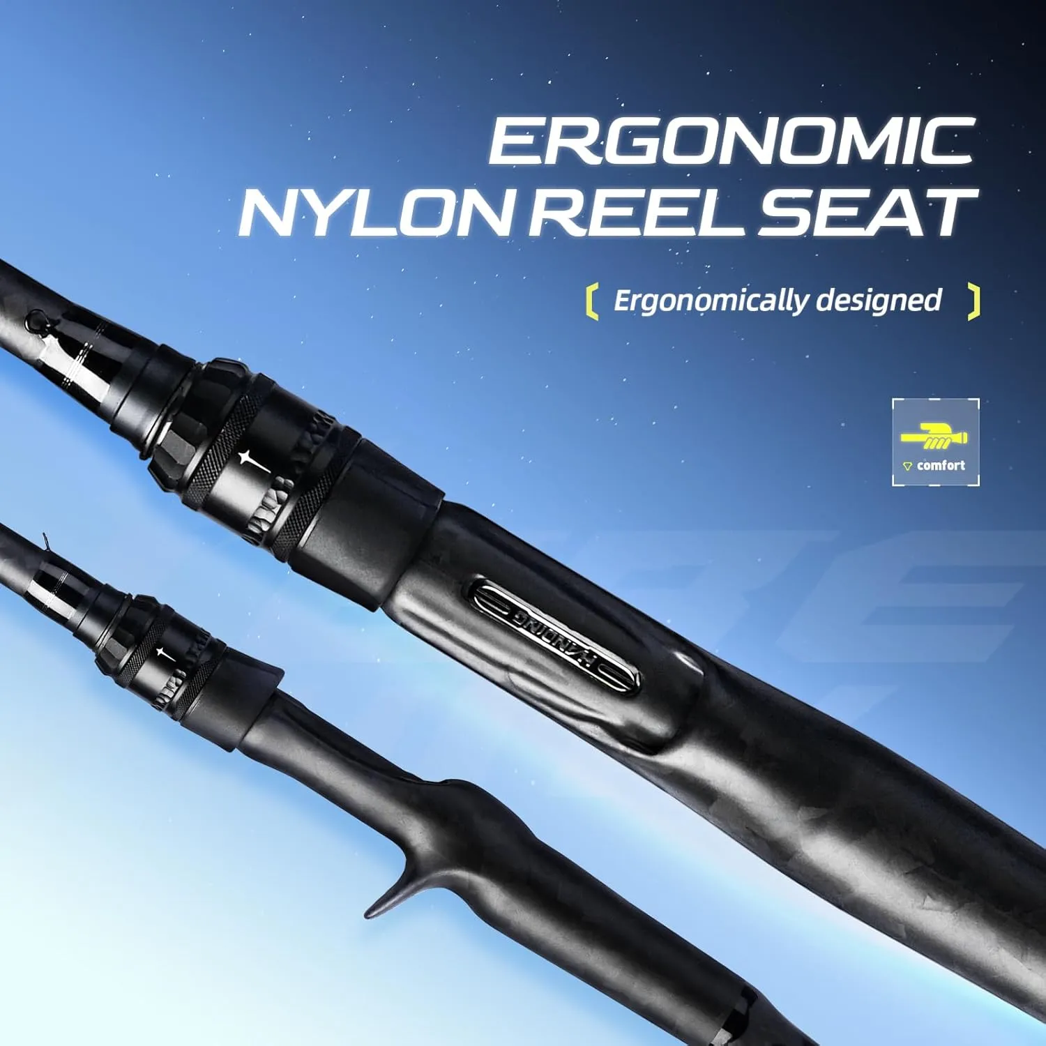 Fishing Rod, Serenity Series One Piece Spinning & Casting Rod with a One-Piece Full Carbon Reel Seat, 40T Carbon Fiber Fast Action sea·Guide Zirconia Ceramic Guide Rings