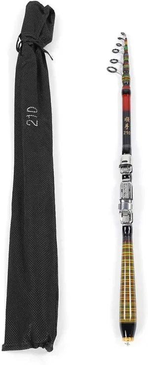 Fishing Rod, Telescopic Carbon Fiber Fishing Rod Portable Hand Fishing Accessory (210CM)