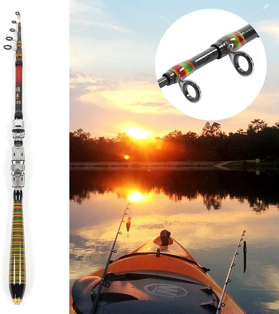 Fishing Rod,Telescopic Carbon Sea Rod Portable Hand Fishing Accessory Carbon Fiber Fishing Rod for Telescopic Hand Fishing Light Weight and Short Collapsible Rods