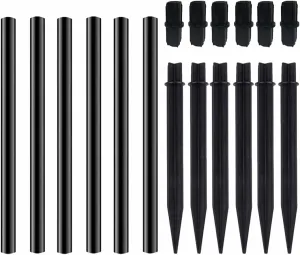 Flame Lamp Extension, Ground Stake and Joint Connector Kit to Make Solar Flashlight Torch Taller, 6 Sets