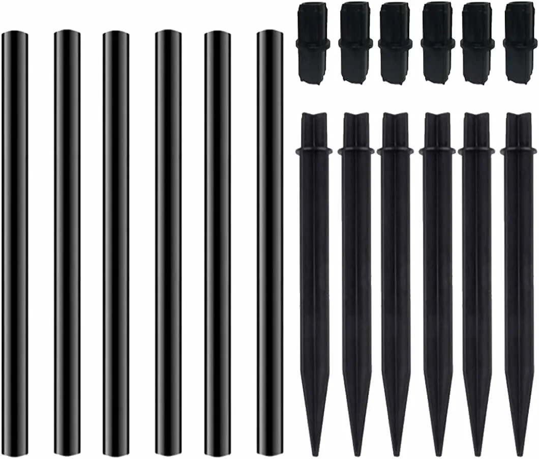 Flame Lamp Extension, Ground Stake and Joint Connector Kit to Make Solar Flashlight Torch Taller, 6 Sets