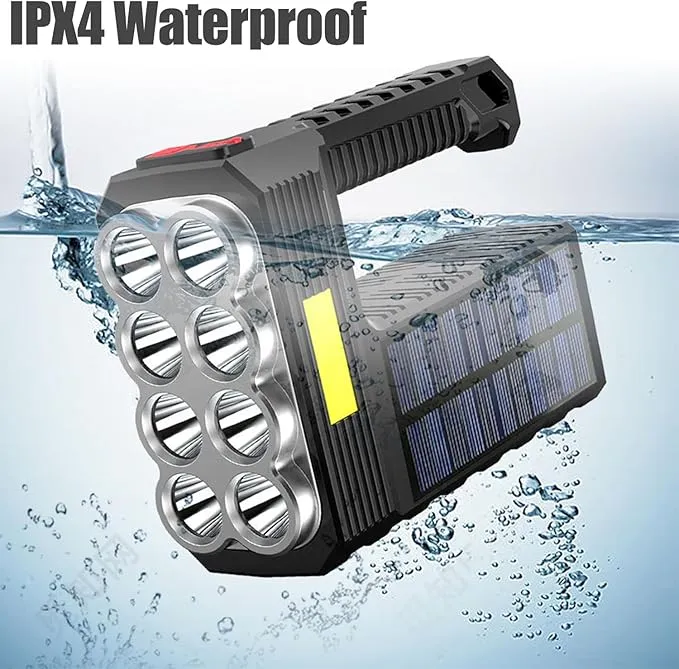 Flashlight Rechargeable Flashlights, 100000 High Lumens Super Bright 8 LED COB Sidelight with 3 Modes, Portable Lightweight Waterproof Spotlight Flashlight for Emergency (Black) (1PCS)