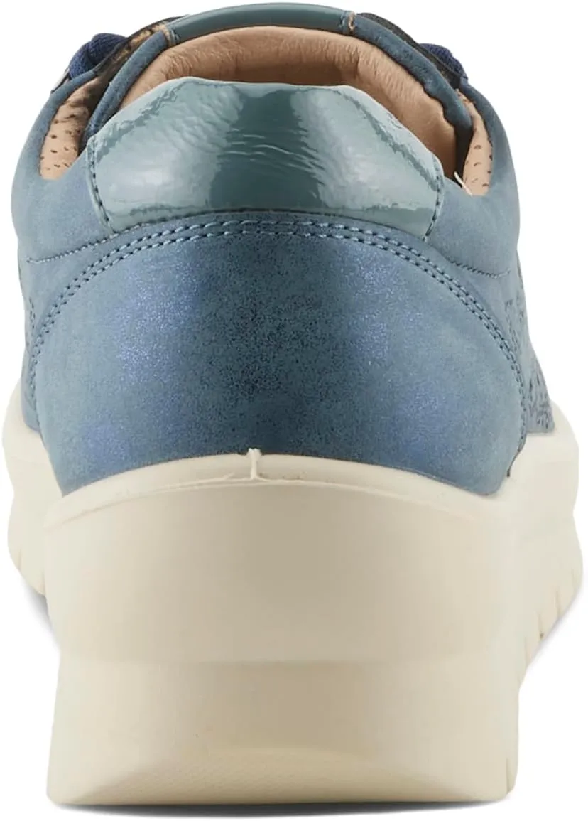 Flexus Women's RAYFIELD Lace-Up Athletic Shoes – Floral Etched Design, Arch Support, Shock-Absorbent Outsole