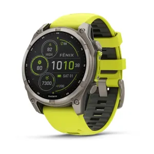 fēnix® 8 – 47 mm | Solar Sapphire Titanium with AMP Yellow/Graphite Silicone Band