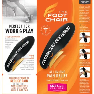 FootChair Orthotics with Pads for Adjustable Arch Height. Relieve Plantar Fasciitis and Other Foot Pain (Women’s 15-16.5 / Men’s 13-14.5)
