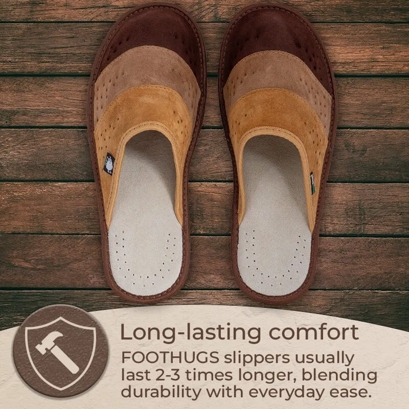 FOOTHUGS Men's Natural Leather Mule Slippers with Health Insole and Arch Support | Nature - Desert