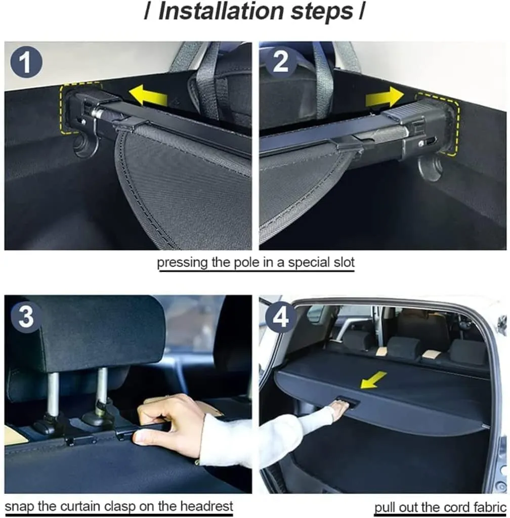 for Ford Everest 2015-2021 Car Accessory Retractable Car Rear Trunk Parcel Curtain Shelves Luggage Cargo Shield Cover Save Space,A