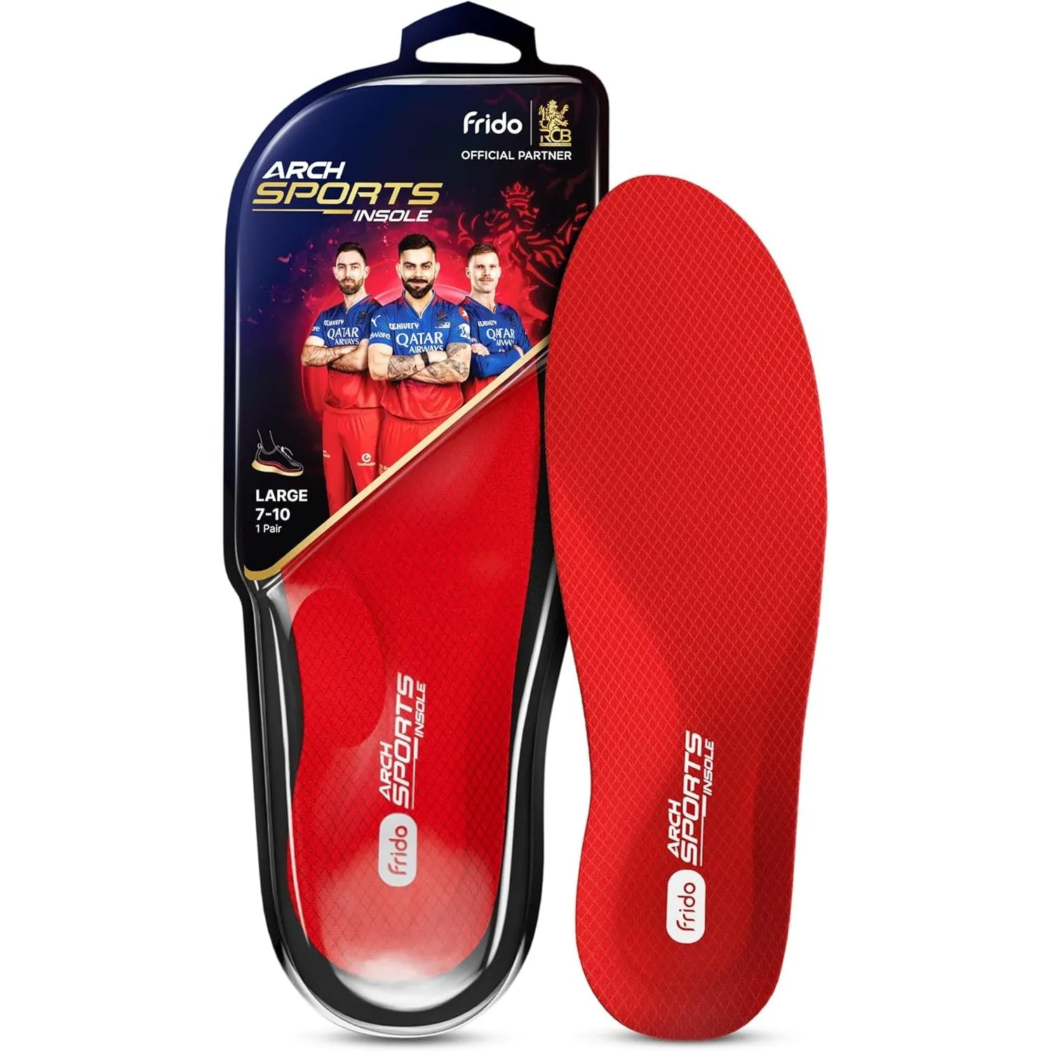 Frido Rigid Arch Support Shoe Insole for Flat Feet, For Feet Pain Plantar Fasciitis & Heel Spurs, Trimmable Orthotic Shoe Inserts For Proper Foot Alignment, Medium 39 to 42 EU (Pack of 1)