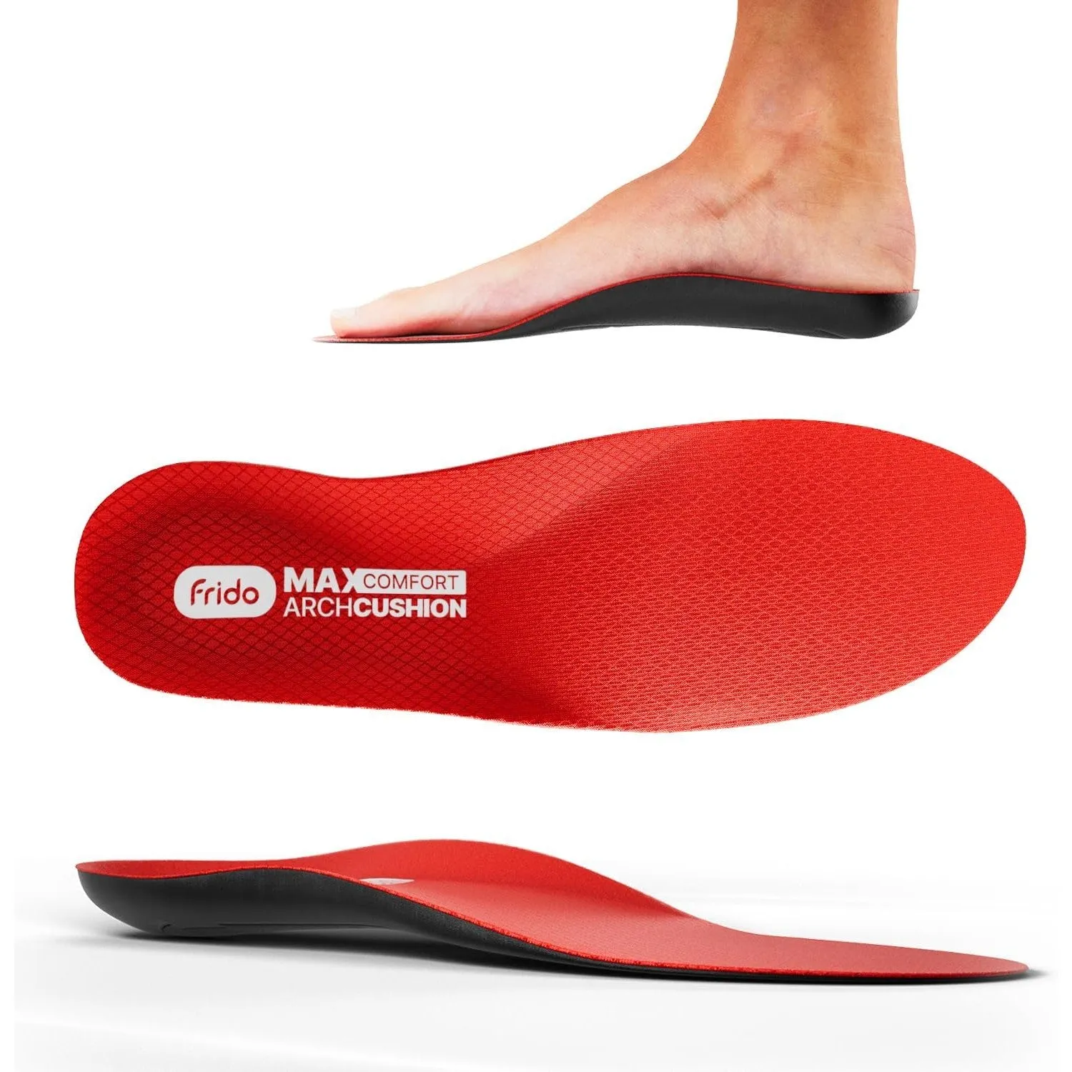 Frido Rigid Arch Support Shoe Insole for Flat Feet, For Feet Pain Plantar Fasciitis & Heel Spurs, Trimmable Orthotic Shoe Inserts For Proper Foot Alignment, Medium 39 to 42 EU (Pack of 1)